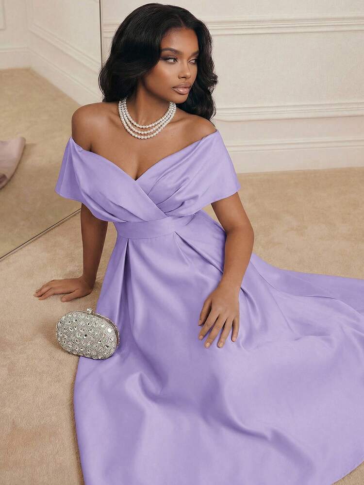 Women's Elegant Solid Color Off Shoulder Long Dress
