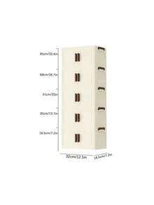 5-Layer Stackable Plastic Storage Box With Lid - Wardrobe Organizer, 32-Front Folding Box, Foldable Storage Container, Craft Storage Box, Suitable For Homes, Pantry, Offices, Dormitories (Without Wheels) - White - View 6