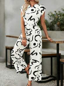 EMERY ROSE Women's Summer Casual All-Over Print Wide Leg Jumpsuit - Multicolor - View 7