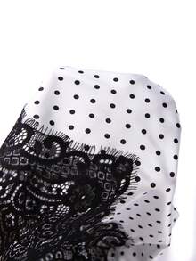Ellevyn Women's Polka Dot Lace Hem Mini Skirt - Black and White - View 5