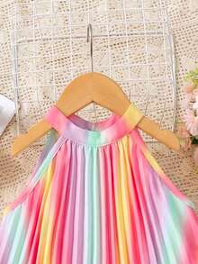 SHEIN Đầm dệt họa tiết ombre dáng rộng cho bé gái - Nhiều màu - Xem 6