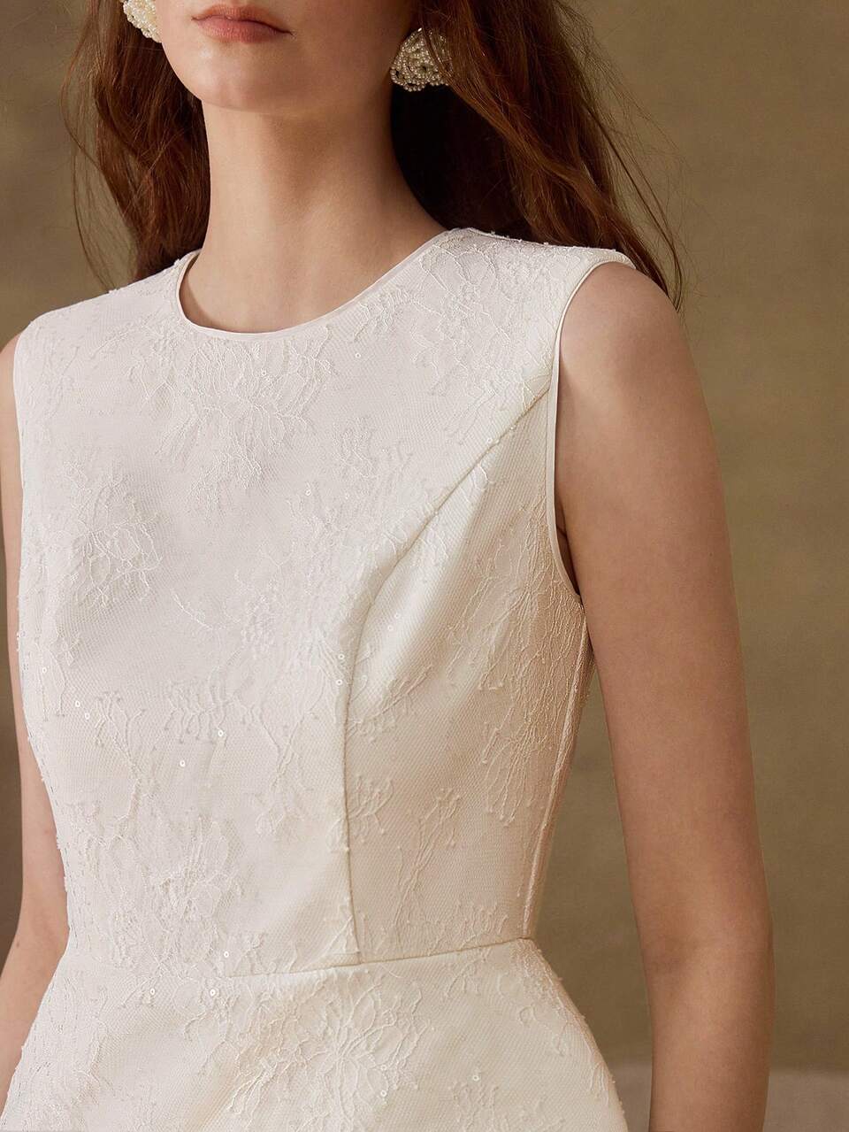 WOMEN'S SPRING/SUMMER CONTRAST LACE PLEATED MAXI ELEGANT DRESS