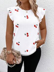 SHEIN PETITE CURVE Blusa elegante y versátil con estampado para mujeres de talla grande - Multicolor - Ver 5