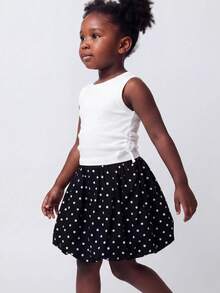 Maija Kids Maija Kids 1件儿童/少女休闲运动风宽松可爱黑白波点喇叭裙，适合日常穿着、返校、外出、运动、春夏季节。 - 黑與白 - 查看 9