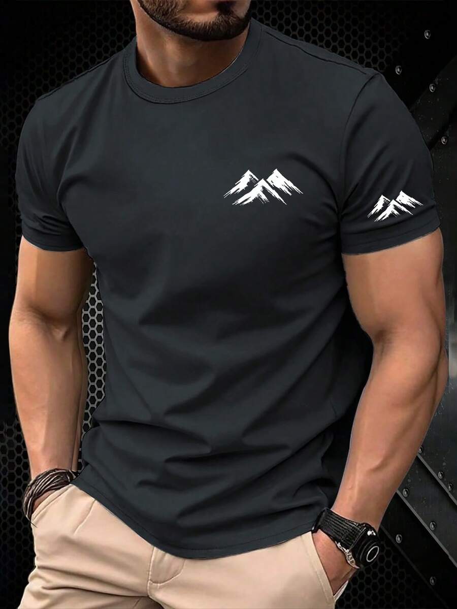 NEOREFINED Men's Casual Versatile Round Neck Short Sleeve T-Shirt For Daily Wear - Grey - View 1