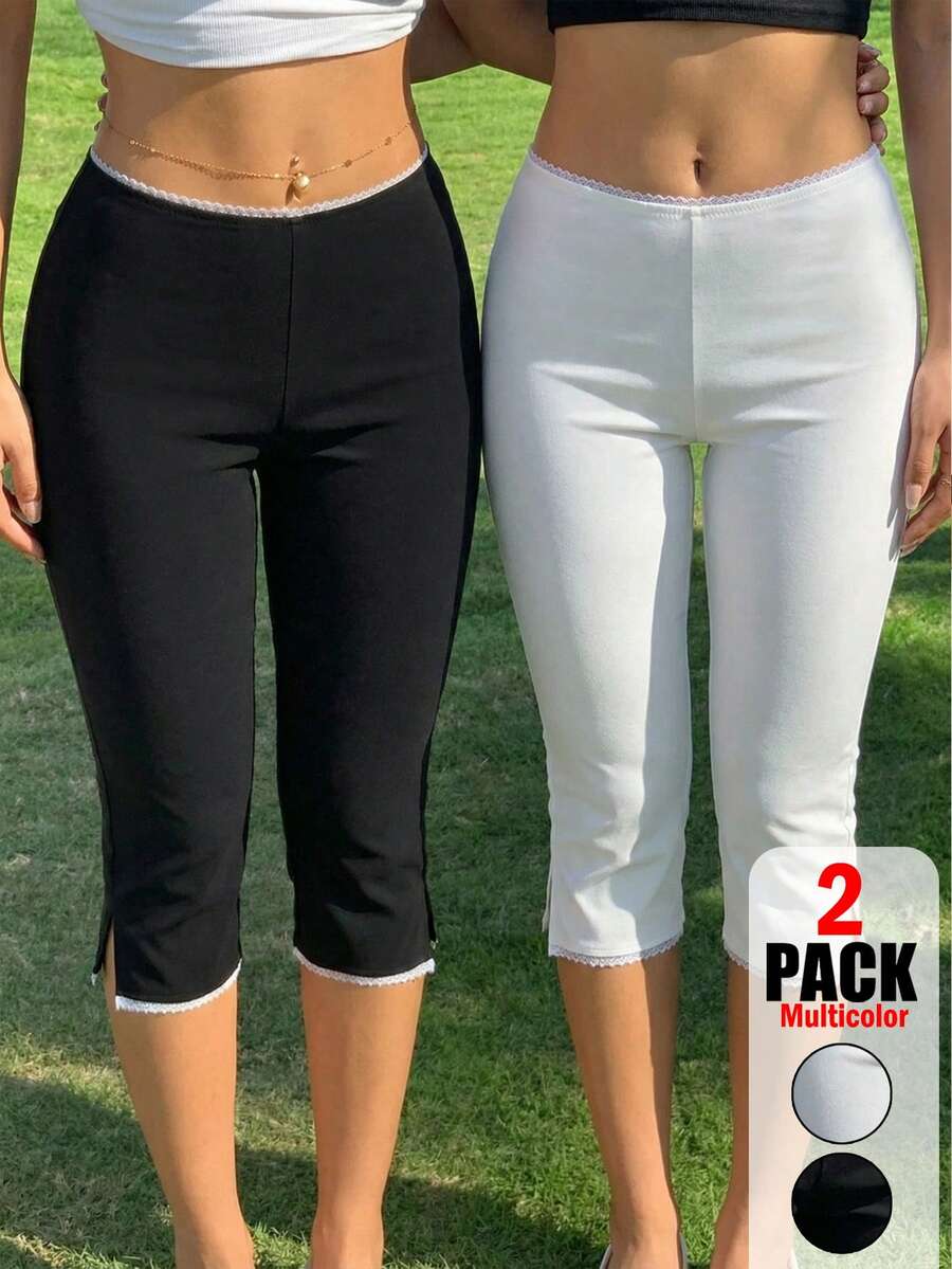 CovetEZ Bộ 2 quần legging dài đến khuỷu tay màu đen trắng cổ điển, co giãn - Trang phục thể thao năng động đa năng cho kỳ nghỉ hè, bãi biển, phù hợp cho kỳ nghỉ xuân, lễ hội âm nhạc phong cách Boho và trang phục mùa hè thanh lịch, quần tất mùa hè, phù hợp cho đi làm, hẹn hò, tụ họp, mùa thu/đông/hè, Giáng sinh, Năm mới, Lễ Tạ ơn, tiệc tùng, đám cưới, bãi biển, lễ tốt nghiệp, thời trang, thanh lịch, thường ngày, đi chơi, hẹn hò, cuộc hẹn, đi làm, sáng bóng, Ngày lễ tình nhân, sang trọng, kỳ nghỉ, giải trí, Y2K, đi chơi, lễ tốt nghiệp, v.v. - Đen và trắng - Xem 1