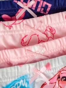 Conjunto de ropa interior de 4 piezas para niñas con camiseta sin mangas y calzoncillos cómodos de la serie minimalista de conejos, inalámbrico - Multicolor - Ver 4