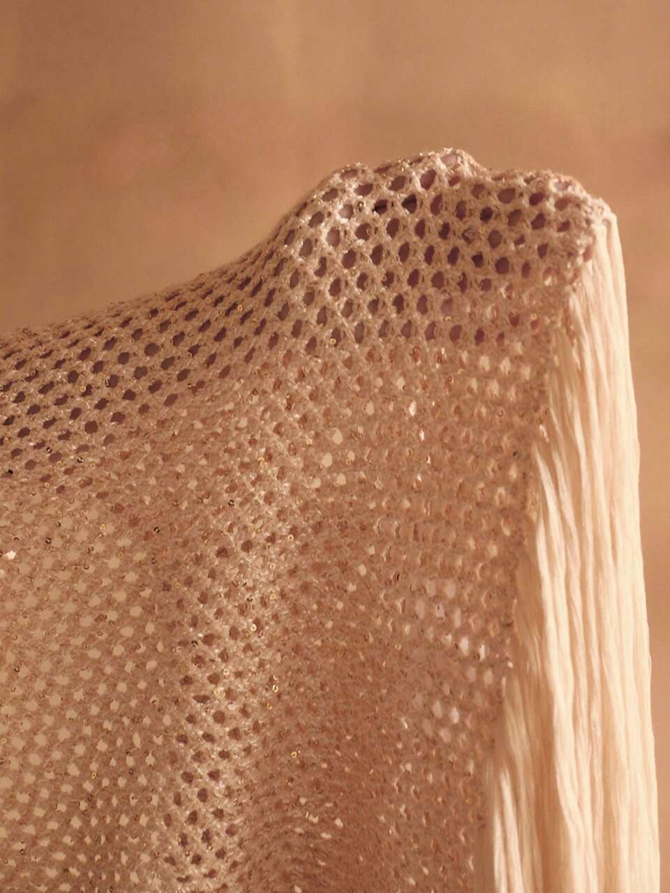 ELEGANT FASHION CHIC HALTER BEADED MESH TEXTURED PATCHWORK HANDMADE TASSEL RELAXED BOHEMIAN KHAKI WOMEN BEACH COVER UP DRESS, SUMMER
