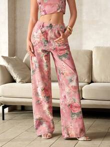 Selenza Women's Floral Pattern Wide Leg Loose Casual Jeans - Multicolor - View 5