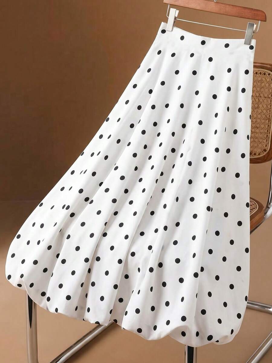 Franclia 女士波点A字裙，优雅度假装，春夏装，派对连衣裙 - 白色 - 查看 1