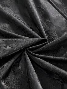 ROMWE Dark Gothic New Chinese Style Snake Skin Pattern Contrast Color Embroidered Mandarin Collar Fitted Long Dress - Black - View 5