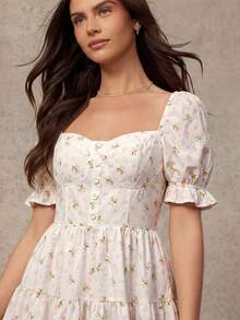 WESTFADE Đầm ngắn kẻ sọc cài cúc phía trước - Nhiều màu - Xem 2