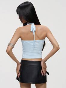 INAWLY Vintage Y2k American Style Light Blue Rose Print Spaghetti Strap Camisole Top For Women Night Out Summer - Blue - View 3