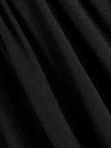SHEIN ICON 女士加大码春夏复古性感都市摩登前卫大胆时尚个性简约休闲千禧风Y2K暗黑哥特风水钻十字装饰V领露背系带不规则下摆黑色上衣 - 黑色 - 查看 12