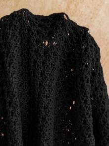 Soleia New V-Neck Side Hollow Tie-Up Pearl Splice Backless Knitted Romper, Suitable For Beach, Cruise, And Resort - Black - View 9