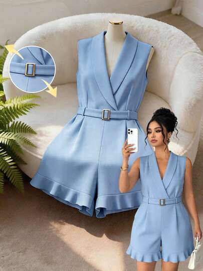GlowEve CURVE Bộ jumpsuit dáng chữ A thanh lịch mới dành cho nữ cỡ lớn, thắt eo, kiểu dáng suông duyên dáng, thích hợp cho kỳ nghỉ hè lãng mạn.