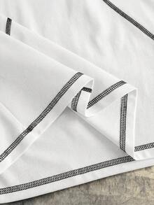 AXEPEAK Men's Contrast Color Round Neck Short Sleeve Casual T-Shirt, Summer - White - View 6