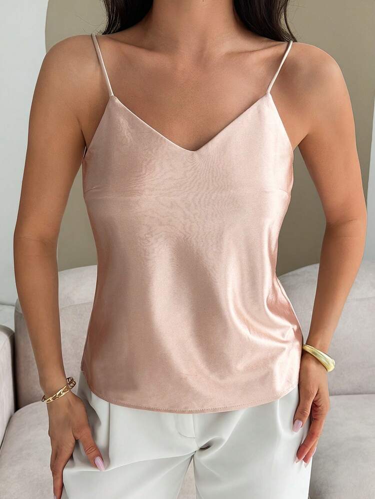 Women's Solid Color Spaghetti Strap Elegant Summer Vacation Camisole Top