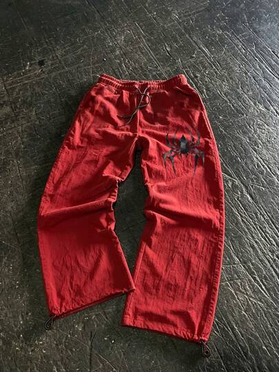 Sport MetroGents Men's Casual Spider Print Drawstring Waist Sports Pants For Daily Wear