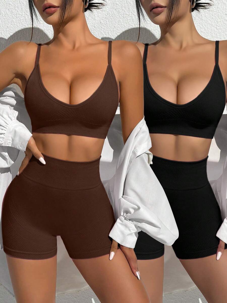 SHEIN Sovereign Charm 4件套无缝瑜伽套装