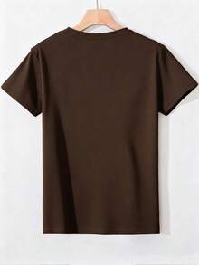 Áo thun nữ tay ngắn cổ tròn màu trơn, thời trang, đa năng - Màu Khaki - Xem 2