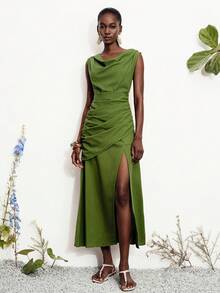 Aveloria Modichic Women's Solid Color Minimalist Sexy Sleeveless Dress, Casual Daily Wear Golf Pastal Summer - Green - View 4