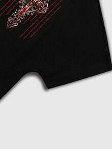 ROMWE MEN Goth Camiseta de manga corta con estampado de manga de murciélago para hombre, adecuada para primavera y verano - Negro - Ver 6