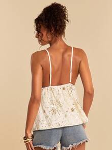 Travachic Women's Sequin Design Ruffle Hem Camisole - Beige - View 2