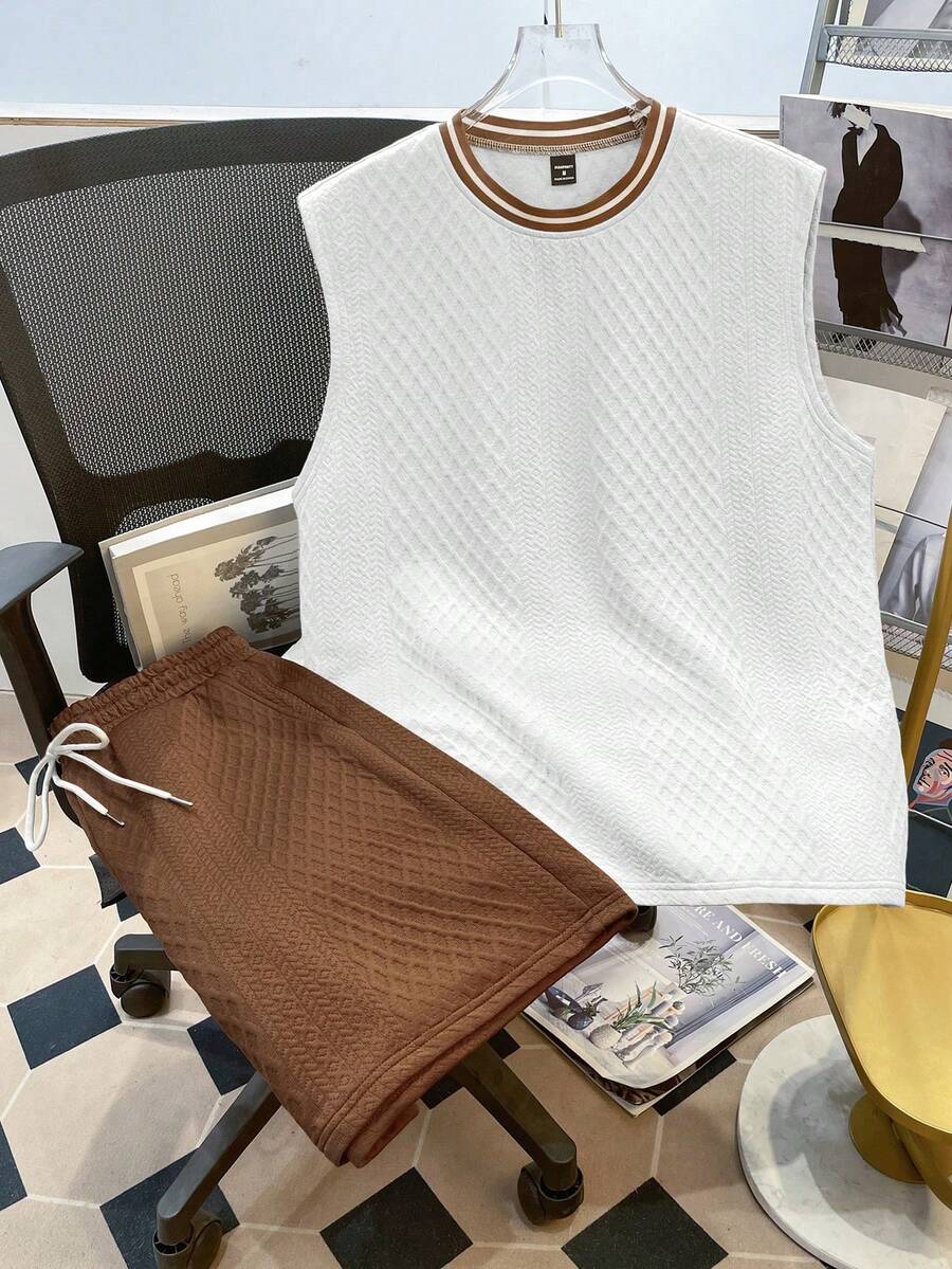 Manfinity Joysei Bộ áo tank top nam dệt kim jacquard, màu trơn, có gân. - Nhiều màu - Xem 1