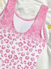 Tween Girl Leopard Print One-Piece Swimsuit, Suitable For Beach Vacation, Pool Party, Beach Party - Multicolor - View 5