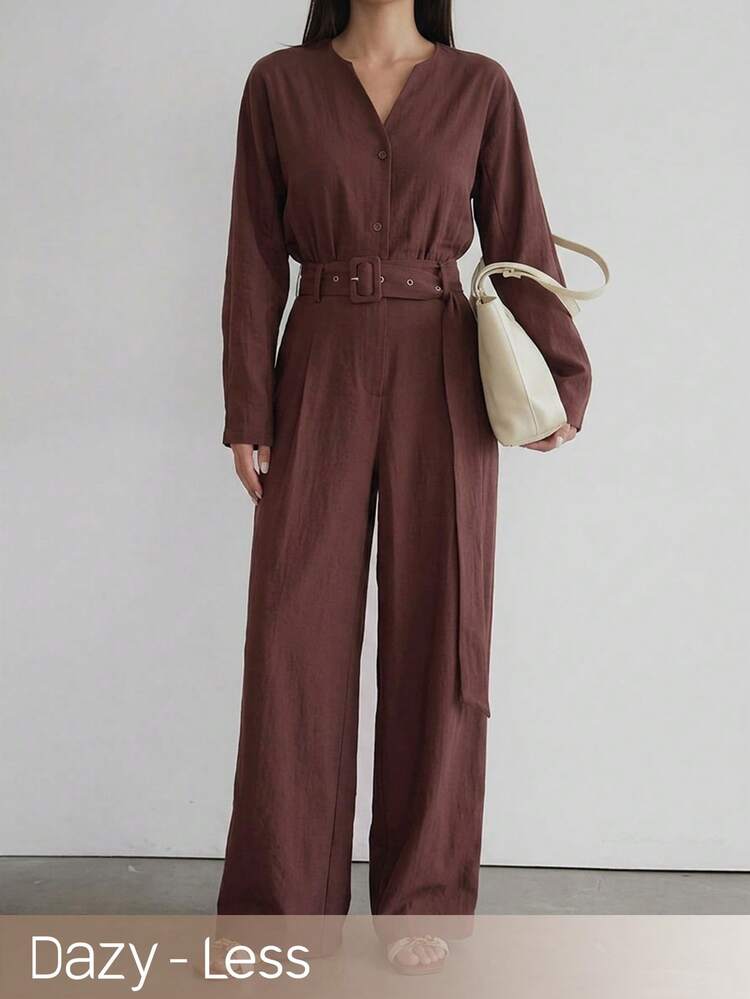 Women's Solid Color Minimalist Long Sleeve Jumpsuit, Casual Everyday Wear,Wedding Guest Dress Women Lounge Sets For Women