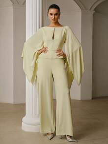 PREMIUM Bộ jumpsuit xẻ tay, khoét eo - màu xanh lá - Xem 6