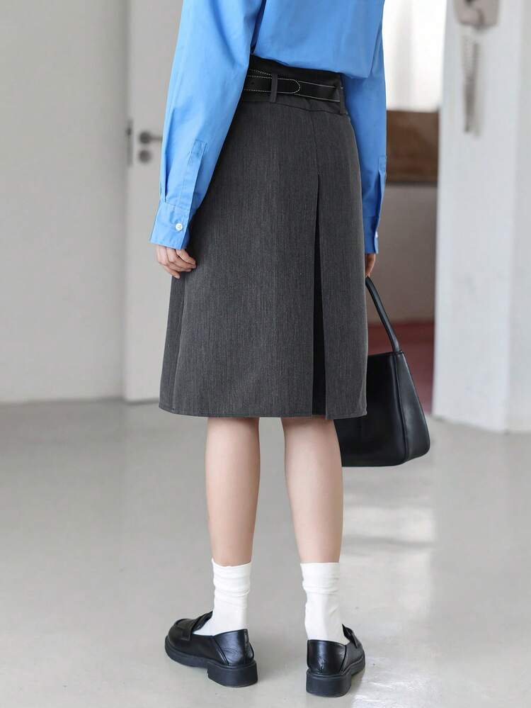 Women's Pleated Mini Skirt, Casual City Style Knee-Length Skirt