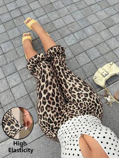 GalTyme Quần legging họa tiết da báo cỡ lớn dành cho nữ, phù hợp cho các lễ hội âm nhạc.