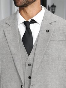 Manfinity Mode Plus Size Men's Solid Color Minimalist Casual Suit Set - Light Grey - View 6