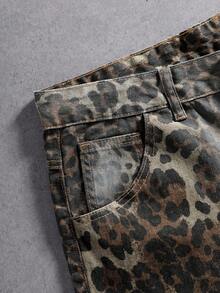 Manfinity Denimwave Shorts vaqueros casuales con estampado de leopardo y efecto desgastado para hombre - Multicolor - Ver 6