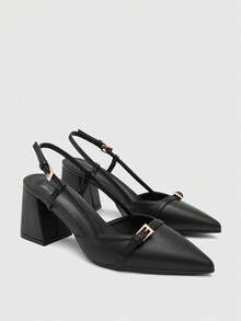 CUCCOO BIZCHIC Giày cao gót mũi nhọn màu đỏ tía cổ điển dành cho nữ, kiểu dáng slip-on, đa năng cho đi làm, hẹn hò, dự tiệc, kỳ nghỉ, đám cưới, Giáng sinh và mùa xuân. - Màu đen - Xem 10
