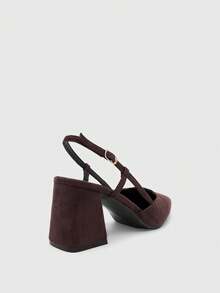 CUCCOO BIZCHIC Women's High-Heeled Shoes Rear Lace-Up Thick Heel PU Commuting Elegant Basic Holiday Vacation Outdoor Wear - chestnut brown - View 8
