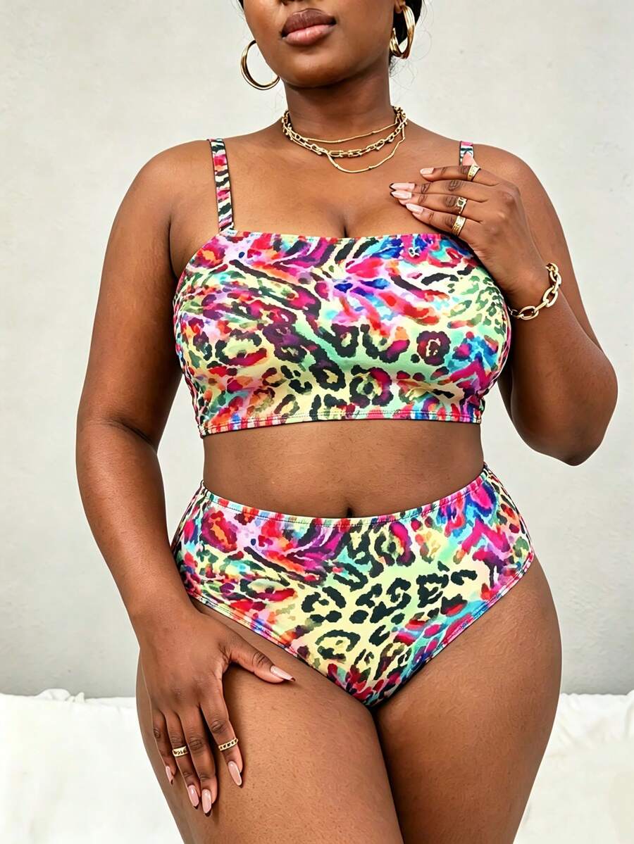 Slaydiva Bộ bikini tam giác dây bản rộng có thể tháo rời, màu trơn dành cho nữ cỡ lớn, kiểu dáng tối giản thời trang, thích hợp cho kỳ nghỉ biển. - màu đen - Xem 1