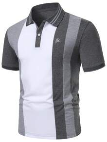 Calvornis 男士拼色休閒短袖正式 Polo 衫，儀式適用 - 彩色 - 查看 3