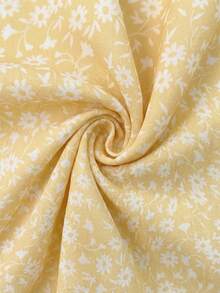 SHEIN SunnyBelle Plus Size Women Casual Ditsy Floral Short Sleeve Dress - Light Yellow - View 3
