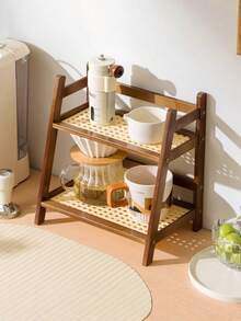 1 Estantería de almacenamiento de escritorio para la cocina, estantería para especias, estantería de almacenamiento de escritorio de doble capa, adecuada para oficina, cocina, organización de tazas, Navidad, invierno, cocina - Multicolor - Ver 6