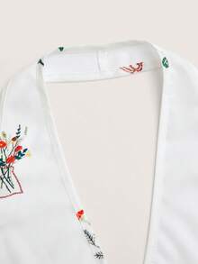 SHEIN PariChic Women's Fashion Floral Print Halter Neck Blouse Vacation White Floral Summer Boho - White - View 6