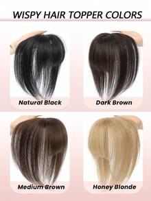 Hair Toppers For Women Real Human Hair, 2x2.5" Base Clip In Human Hair Topper With Bangs For 360° Cover 8 Inch Toppers For Thinning Hair To Add Volume - Natural Black - View 10
