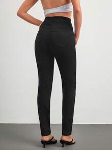 Push Up Skinny Dark Blue Comfort Stretch Daily Wear Denim Jean - Black - View 5