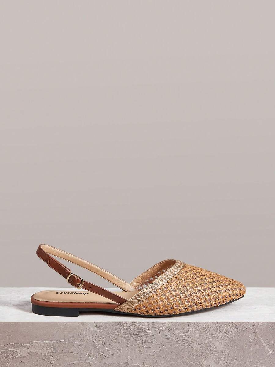 Styleloop Giày nữ đế bằng, kiểu xỏ gót, mũi nhọn nông, phong cách Bohemian, retro Mỹ, kiểu miền Tây, thích hợp cho lễ hội âm nhạc, tiệc tùng, kỳ nghỉ, mùa hè, đồ không thể thiếu khi đi du lịch. - Màu nâu - Xem 1