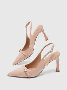 CUCCOO BIZCHIC Chaussures pour femmes, nouvelles chaussures de mode européenne et américaine simple, talons hauts français, schéma de couleurs, peinture, talons hauts, talons carrés fins, bout pointu, empeigne basse, bord carré et rond, boucle, sexy, confortables, légères, souples, à enfiler, polyvalentes, pour le trajet, printemps, automne, quatre saisons, tissu PU, chaussures classiques de travail, mode de rue, fête, rendez-vous, élégantes, chaussures pour femmes - Nude - Voir 10