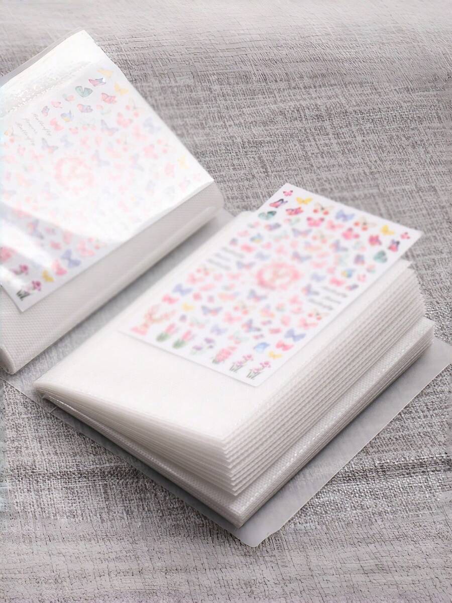 1 PC 80 Slots Capacity Empty Collecting Display Decal DIY Design Tool Blank Nail Art Sticker Album For Fake Nails Back To School Nail Supplies Manicure Tools Nail Art Accessories Nail Decal Storage Organizer