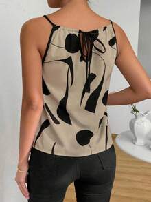 EMERY ROSE Plus Size Women Casual Geometric Pattern Blouse, Brown Patchwork, Shirt Collar Top Gym Summer - Multicolor - View 2