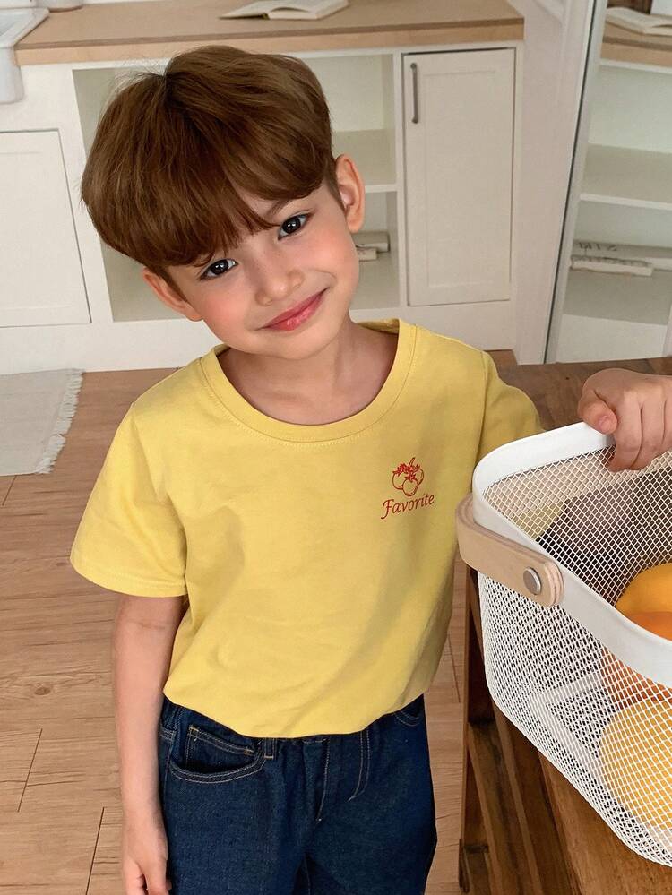 Regular Crew Neck Short Sleeve Printed T-Shirt For Toddler Boys